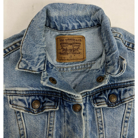 Vintage Levis Denim Jacket Size 4T Blue Tab Trucker USA 90S - Picture 9 of 10